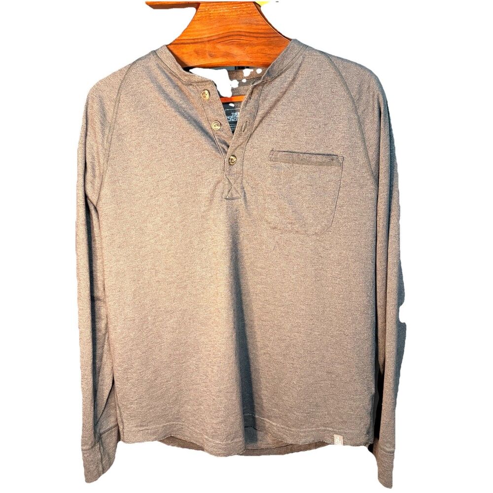 The North Face Henley Long Sleeve T Shirt Mens XL Gray Pocket Outdoors Shirt